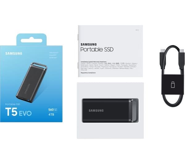 SAMSUNG T5 EVO External SSD - 4 TB, Black (MU-PH4T0S) - Image 2