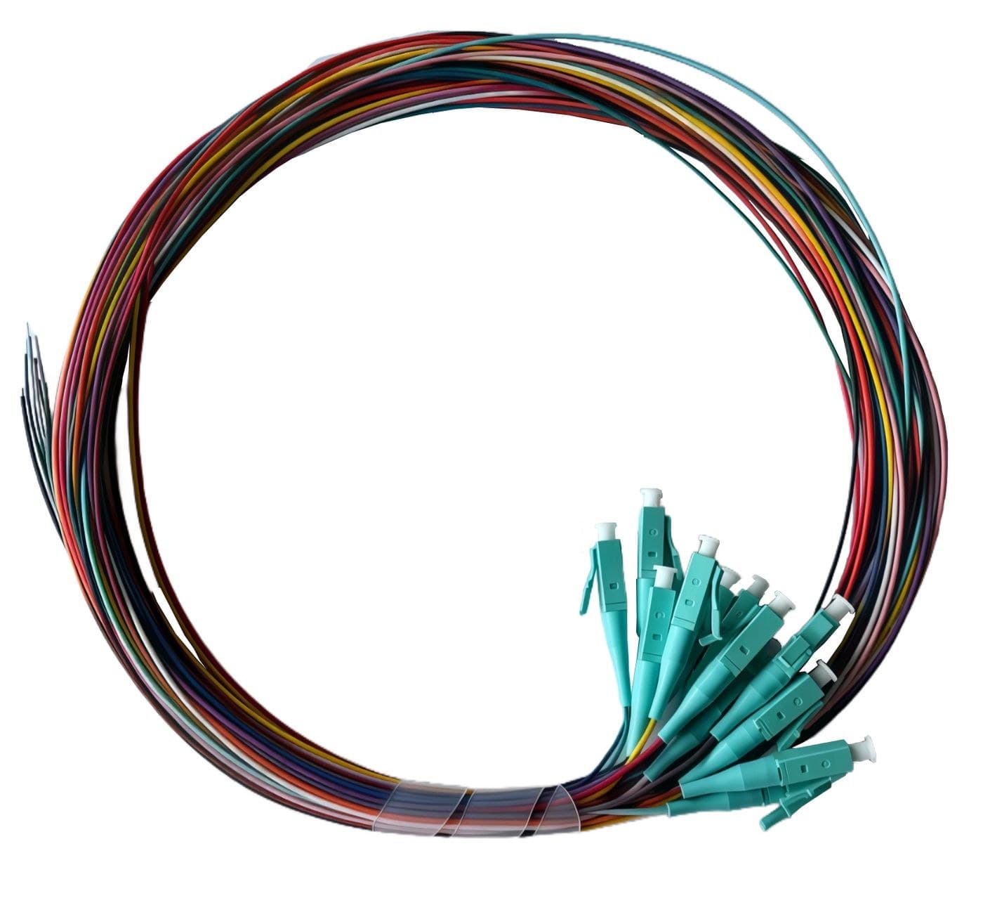 Lanview Pigtail LC/UPC 50/125 OM3 Multimode Fibre, 0.9mm, 2m PVC, Easy Strip, 12 Colours, 12pcs/Pack