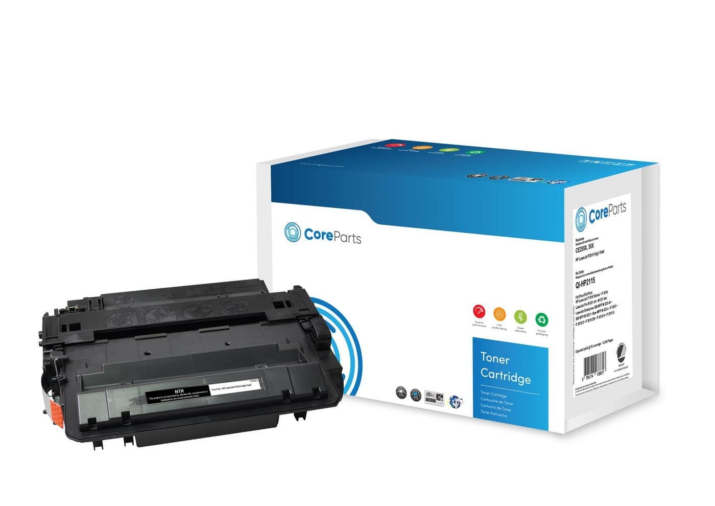 CoreParts Toner Black CE255X - Compatible Replacement for HP 55X High Yield, 12,500 Pages, HP LaserJet P3015 Series