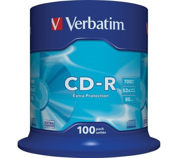 Verbatim 52x CD-R Blank CDs Pack of 100 - Image 1