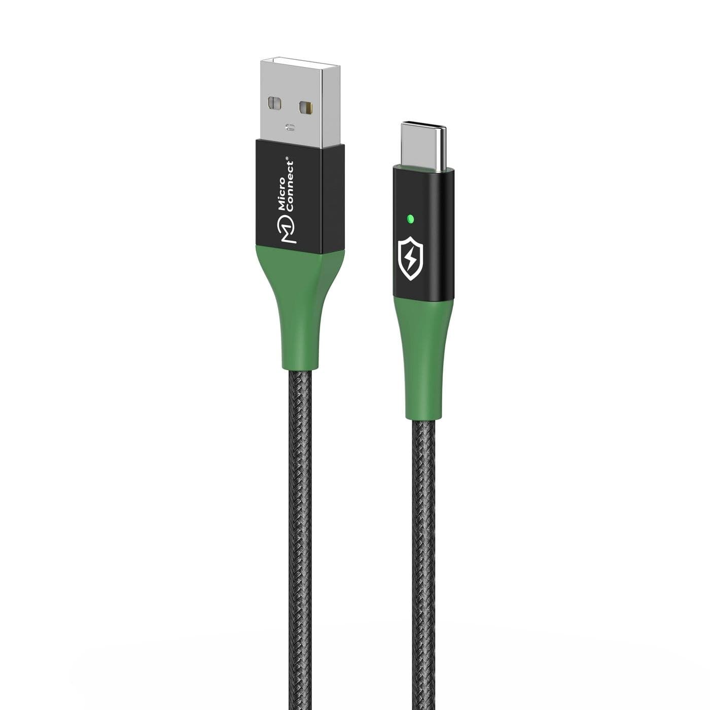 MicroConnect Smart Charge USB-A to USB-C Cable 1m Black/Green