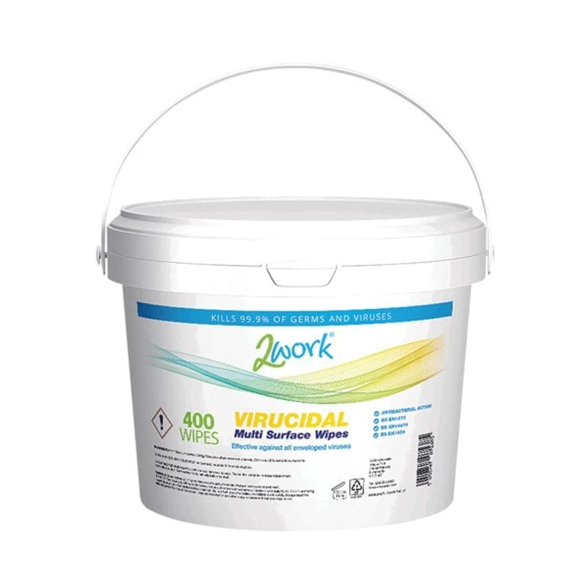 2Work Disinfectant Virucidal Multi Surface Wipes Pack of 400 2W07536 - Image 1