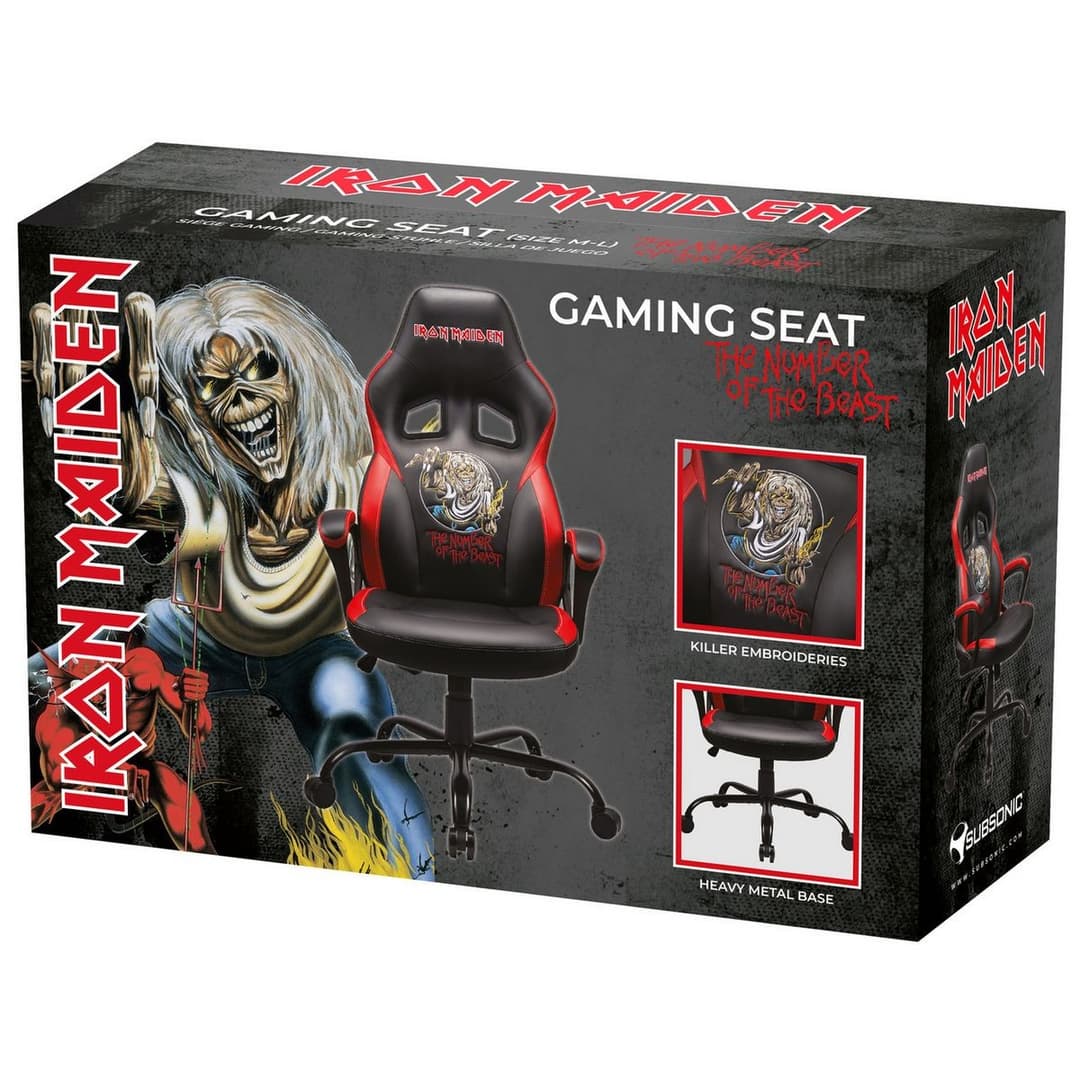 Subsonic Iron Maiden The Number of the Beast Original Gaming Chair - Black and Red - Image 10