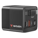 Verbatim GaN Wall Charger 65W 2 Port with Retractable USB-C Cable and Output Power Display, 1 x USB-C PD 65W / 1 x USB-A QC 3.0, Foldable US Plug with EU and UK Adaptors thumbnail 1