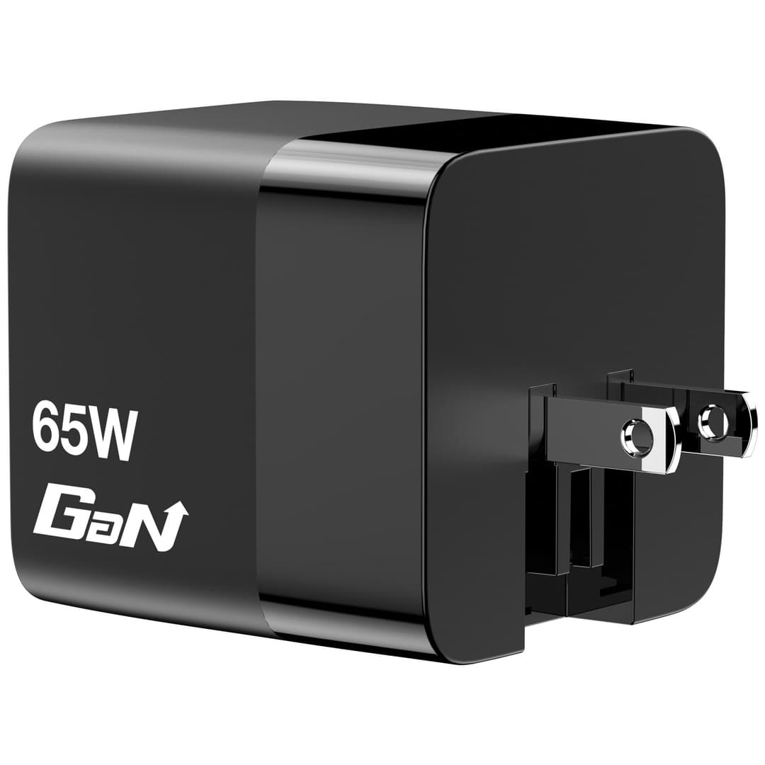 Verbatim GaN Wall Charger 65W 2 Port with Retractable USB-C Cable and Output Power Display, 1 x USB-C PD 65W / 1 x USB-A QC 3.0, Foldable US Plug with EU and UK Adaptors - Image 3