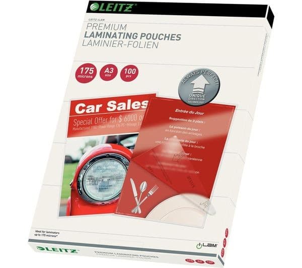 LEITZ iLAM Gloss Laminating Pouches A3 175 Micron - Pack of 100 - Image 1