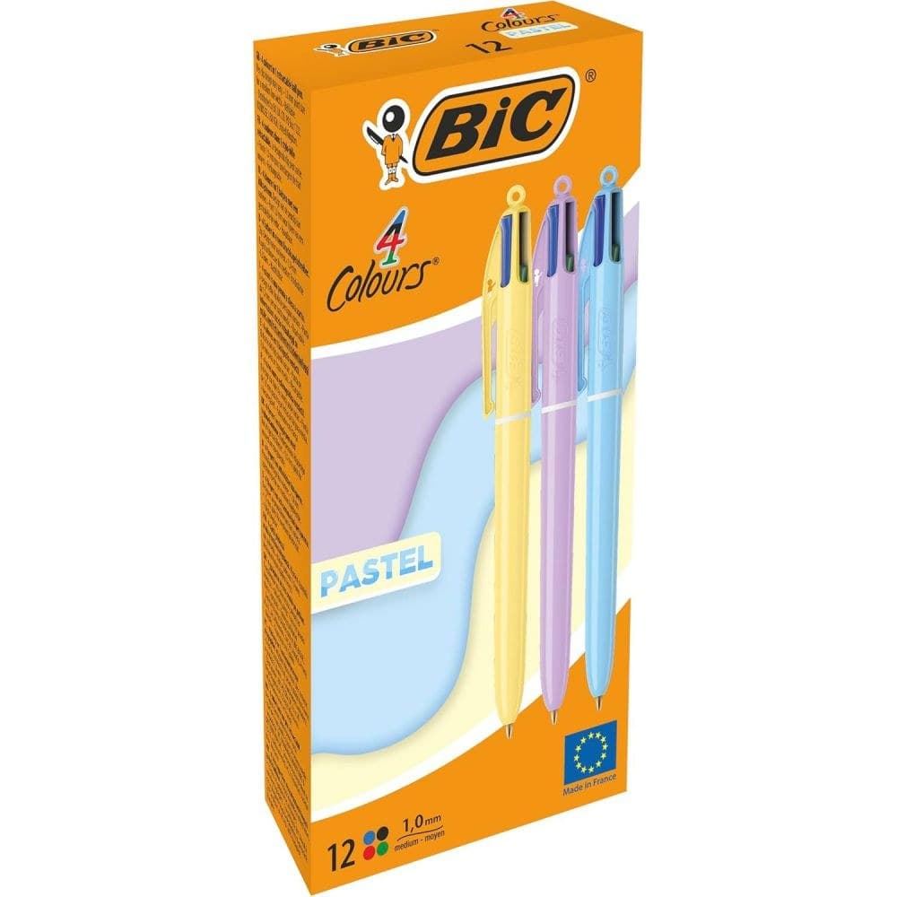 Bic Pack of 12 Assorted Colour Pastel Ballpoint Pen 1.0mm Tip