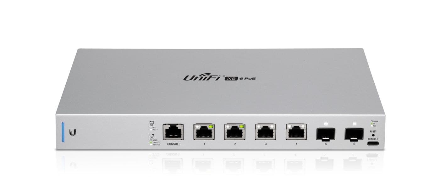 Ubiquiti UniFi Switch 6 XG PoE (US-XG-6POE) 10G 6-Port Managed Switch with 802.3bt PoE++ - 4x 10GbE RJ45, 2x SFP+