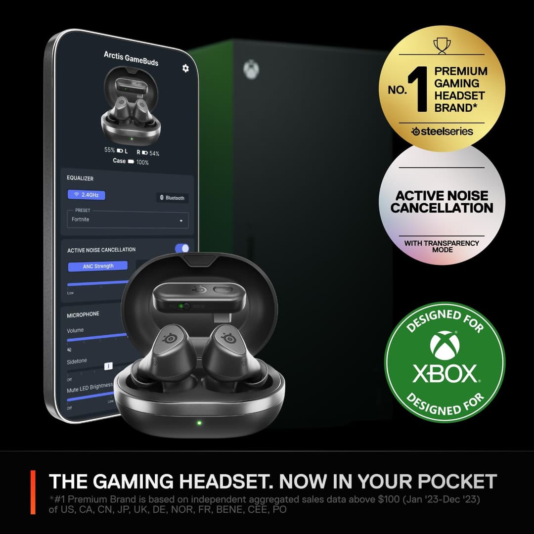 SteelSeries Arctis GameBuds 61707 Wireless Gaming Earbuds for Xbox - Black - Image 2