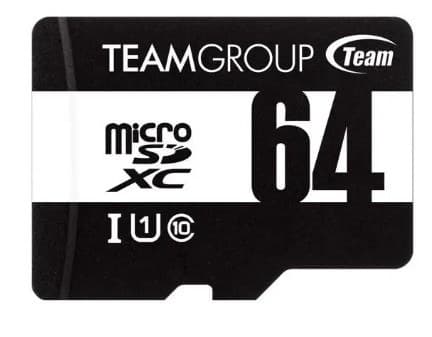 TEAMGROUP 64 GB MicroSDXC Memory Card UHS-I U1 Class 10 with SD Adapter (TUSDX64GCL10U03)