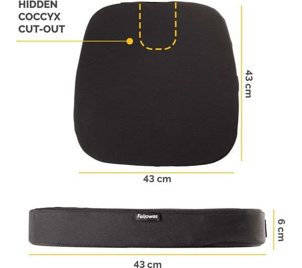 FELLOWES Breyta Comfort Seat Cushion with Cover - Black - Image 7