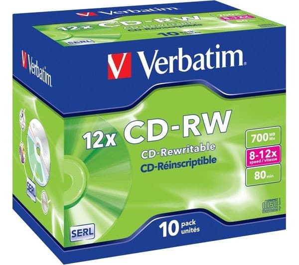 VERBATIM 12x CD-RW Blank CDs - Pack of 10