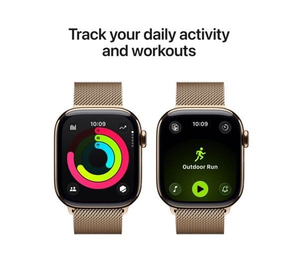 Apple Watch Series 11 GPS + Cellular 42mm Gold Titanium Case with Gold Milanese Loop - Image 4
