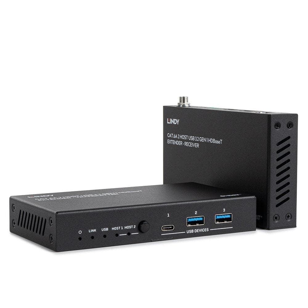 Lindy 100m Cat.6A 2 Host USB 3.2 Gen 1 HDBaseT Extender - Image 1