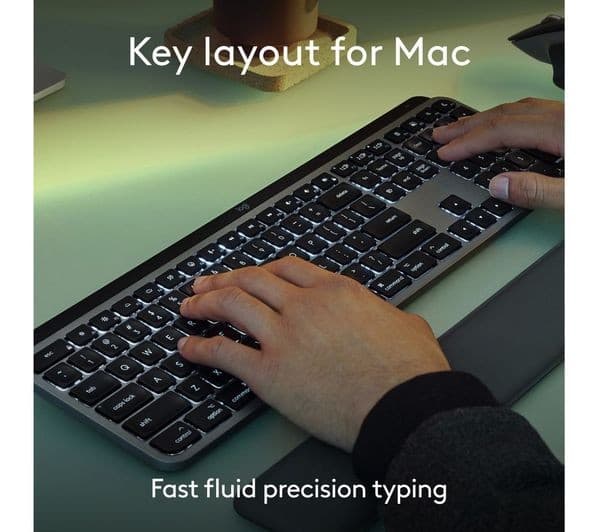 Logitech MX Keys S for Mac Wireless Illuminated Keyboard UK QWERTY - Space Grey - Image 2