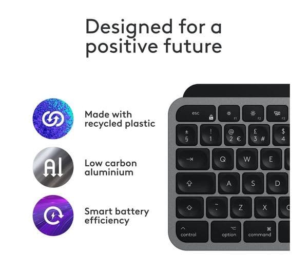Logitech MX Keys S for Mac Wireless Illuminated Keyboard UK QWERTY - Space Grey - Image 5