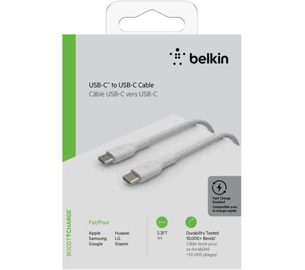 BELKIN Braided USB Type-C Cable 1m White - Image 3