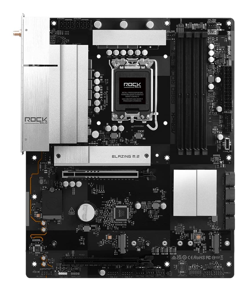 ASRock B860 Rock WiFi 7 Intel B860 LGA 1851 (Socket V1) DDR5 ATX Motherboard