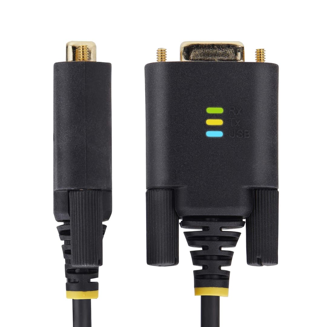 StarTech.com 6.6ft (2m) USB to Null Modem Serial Adapter Cable, COM Retention, FTDI, USB-A to DB9 RS232, Interchangeable DB9 Screws/Nuts, Windows/macOS/Linux - Image 2
