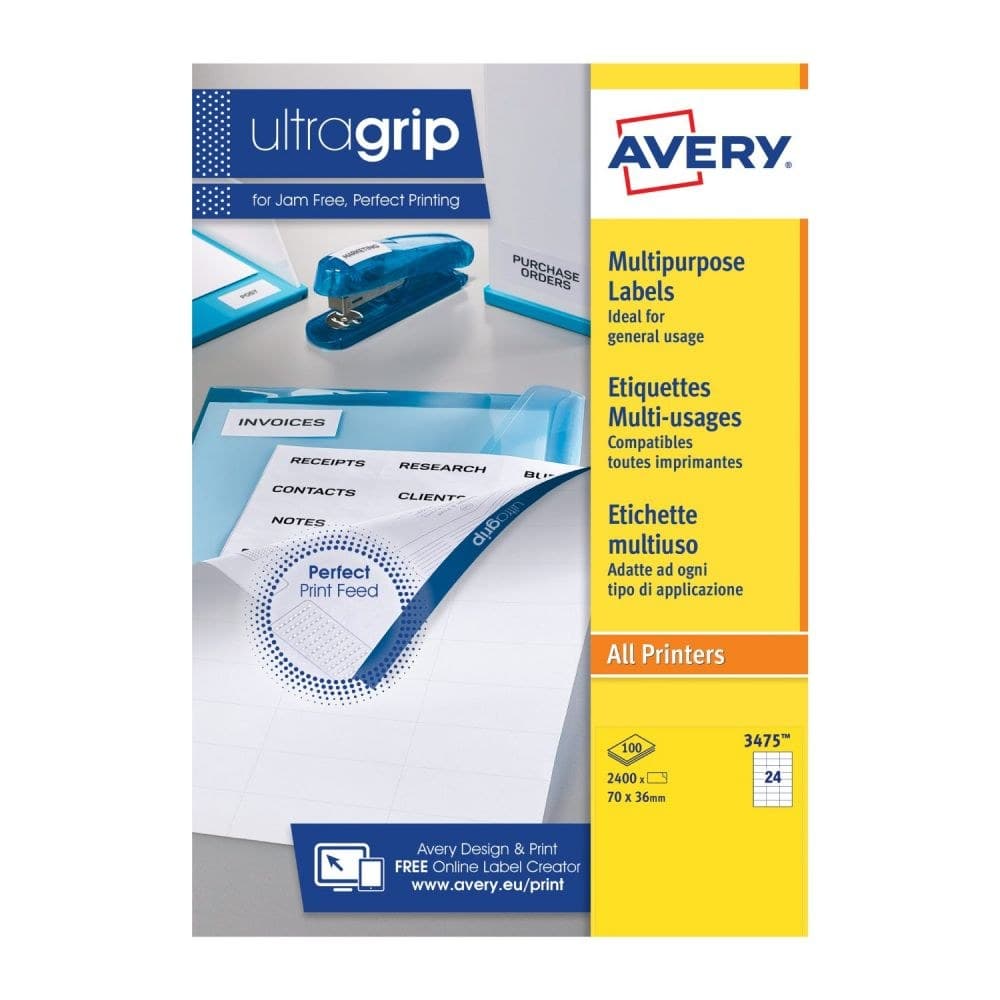 Avery 3475 Multipurpose Labels 100 sheets - 24 Labels per Sheet - Image 1
