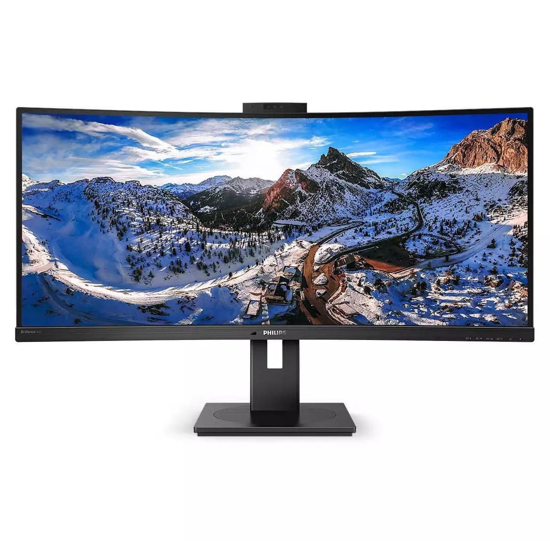 Philips 346P1CRH/00 P-line 34" Curved UltraWide Monitor 3440x1440 WQHD 100Hz USB-C Docking with Pop-up Webcam - Image 1