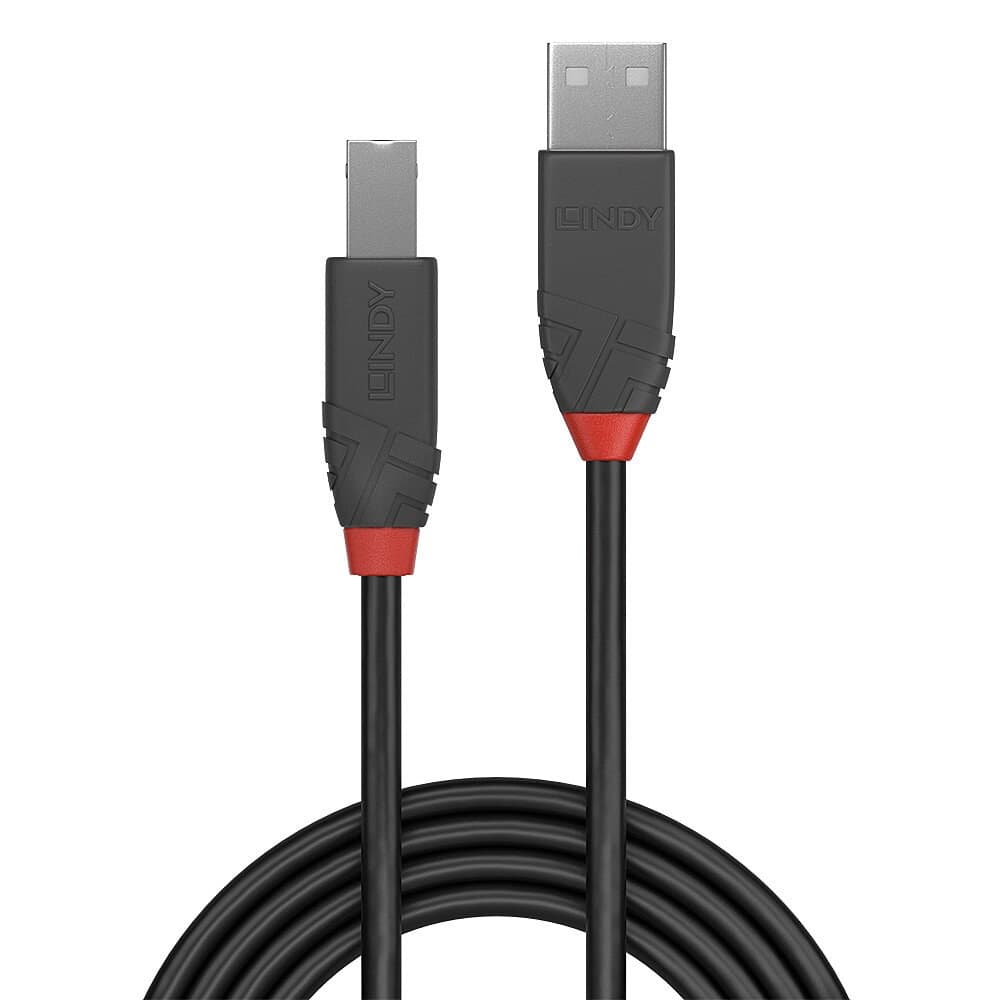 Lindy 3m USB 2.0 Type A to B Cable, Anthra Line - Image 2