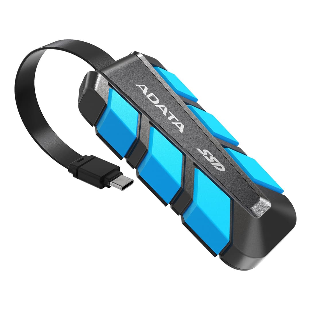 500GB AData SC740 External SSD USB3.2 Gen2 Black/Blue Shock and Drop Proof - Image 1