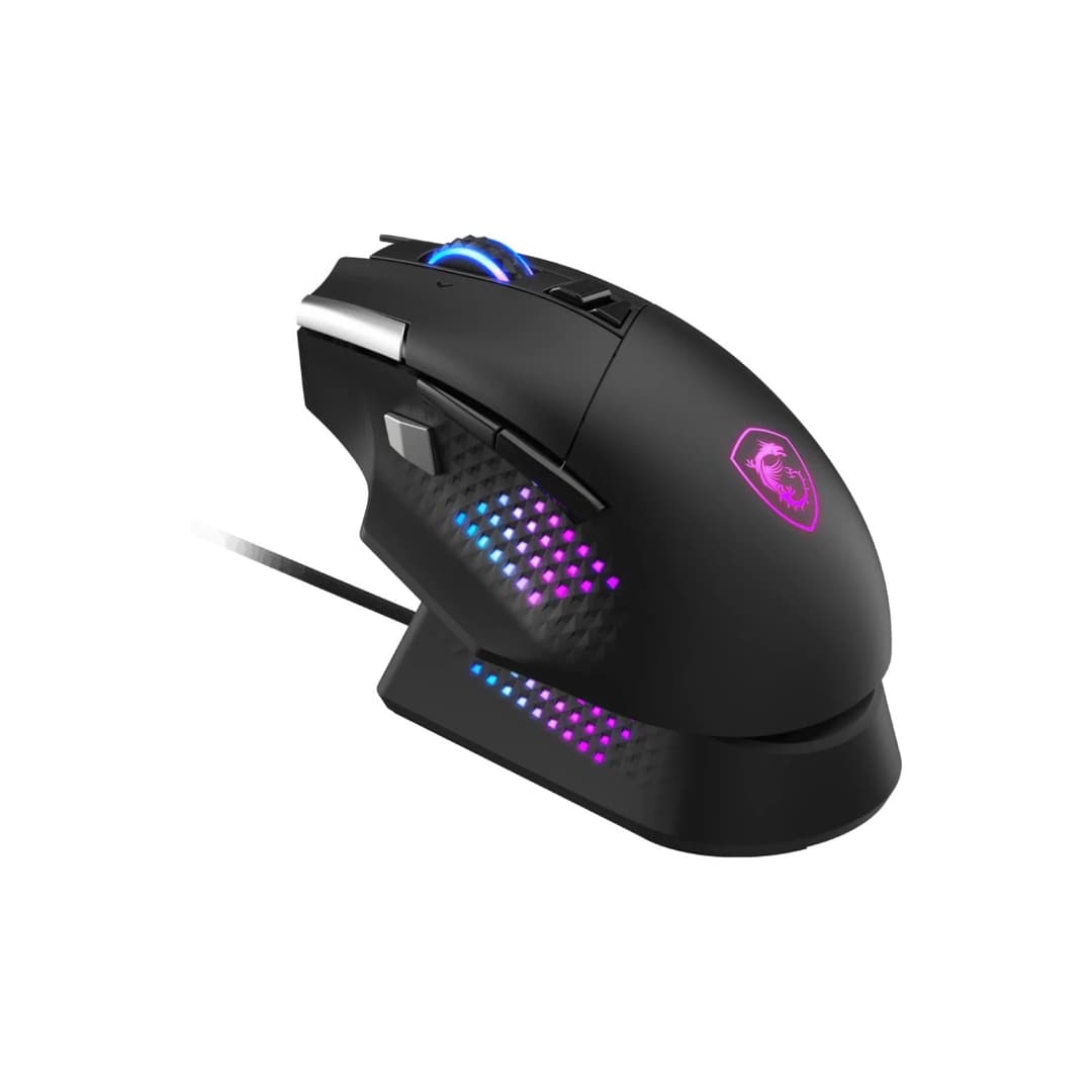 MSI Versa Pro + Dock 26000 DPI Wireless RGB Optical Gaming Mouse - Black - Image 2