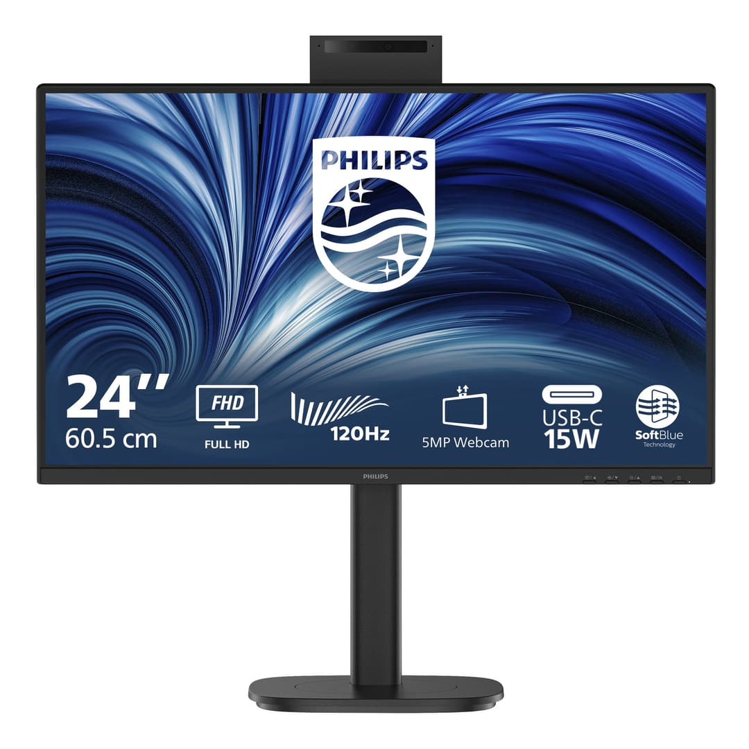 Philips 3000 series 24B2N3200JH/00 computer monitor 60.5 cm (23.8") 1920 x 1080 pixels Full HD IPS LCD 120 Hz 5MP Webcam USB-C Black - Image 1