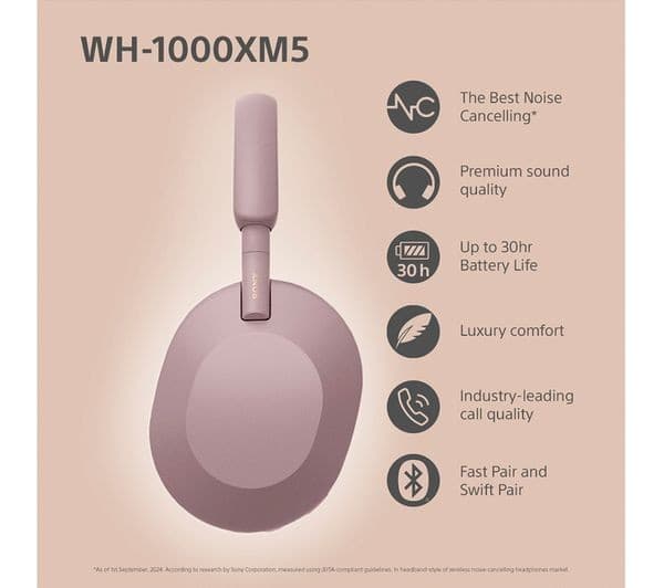 Sony WH-1000XM5 Headphones Smoky Pink - Image 3