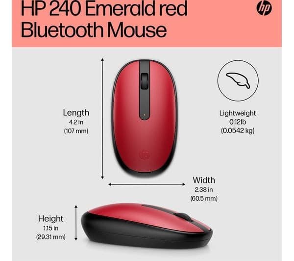 HP 240 Wireless Mouse Red - Image 4