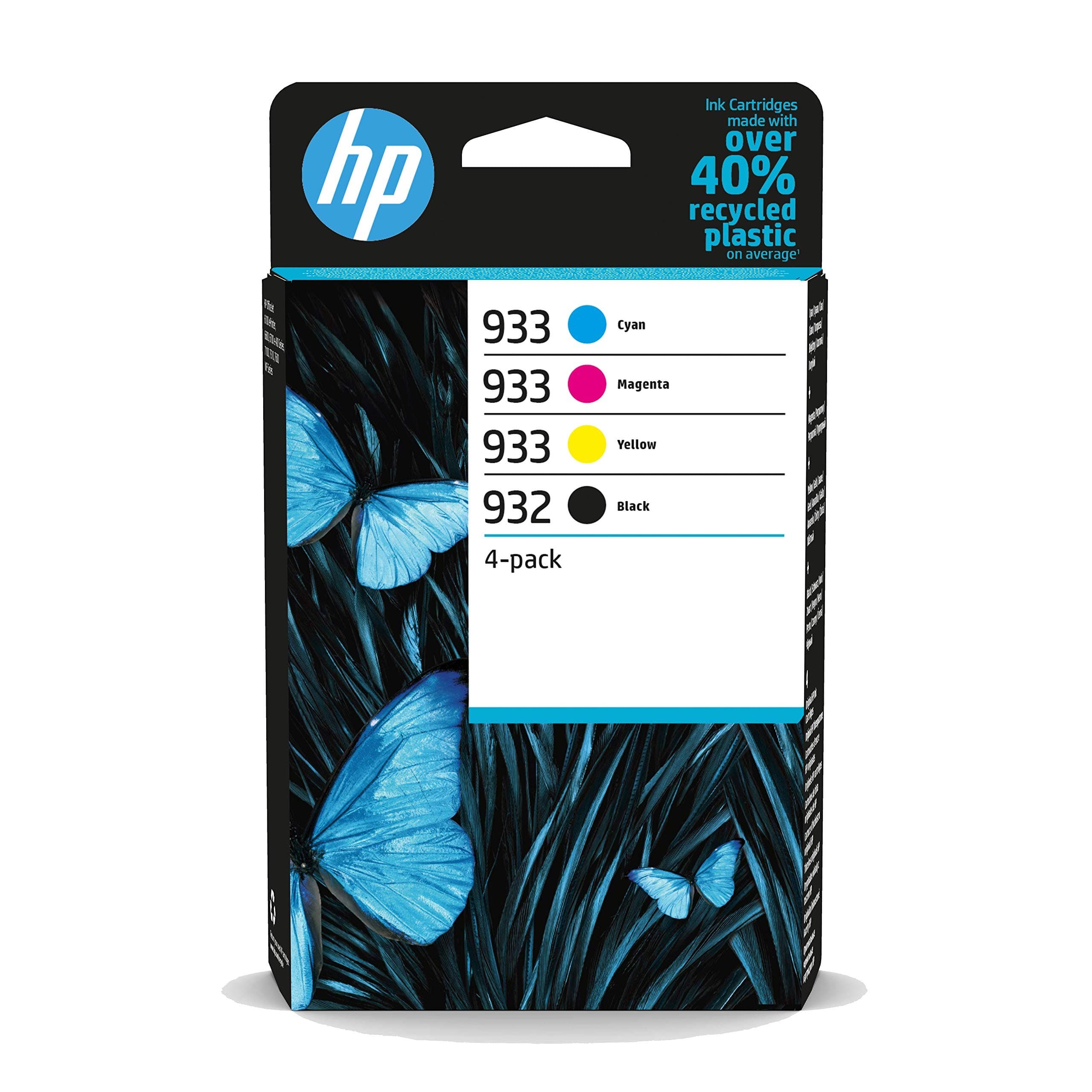 HP 932/933 Original Ink Cartridges 4-Pack - Black, Cyan, Magenta, Yellow