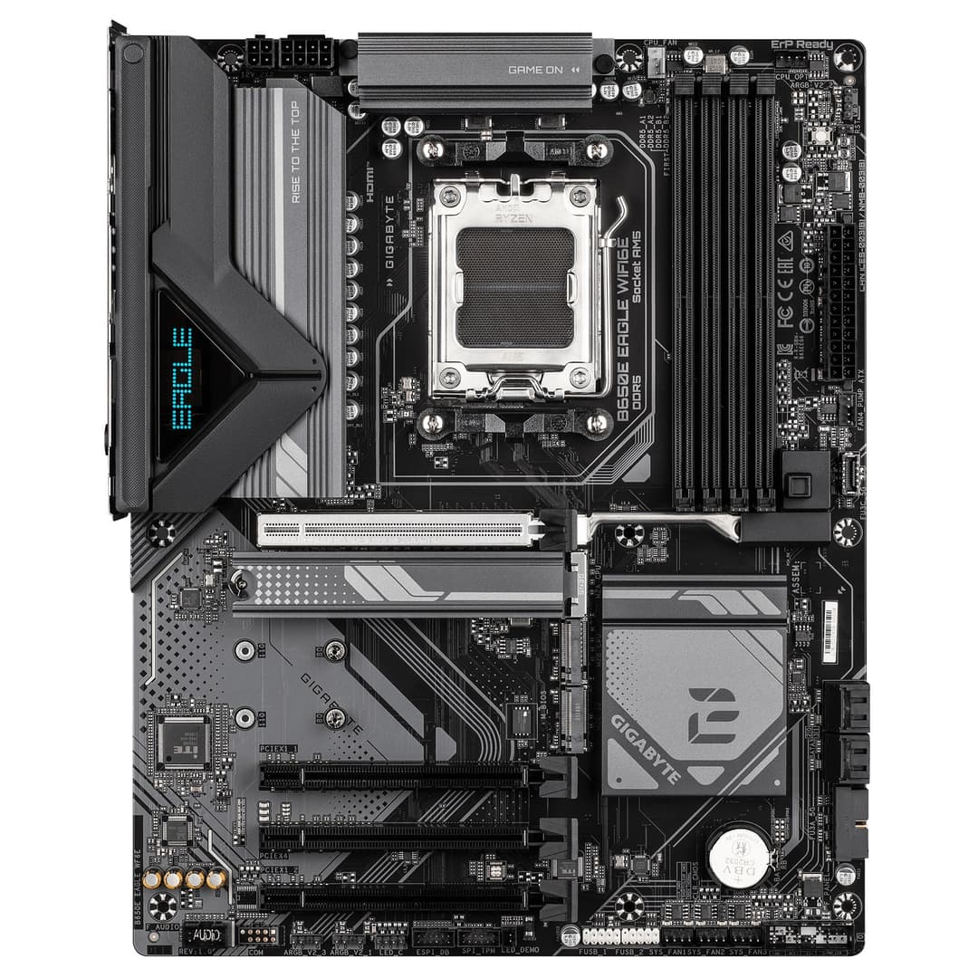 GIGABYTE B650E EAGLE WIFI6E AM5 ATX Motherboard - AMD Socket AM5, AMD Ryzen 9000 Series CPUs, 8+2+2 Phases VRM, up to 8200MHz DDR5 (OC), 1xPCIe 5.0 + 2xPCIe 4.0 M.2, 2.5GbE LAN, WIFI 6E, USB 3.2 Gen 2 - Image 2