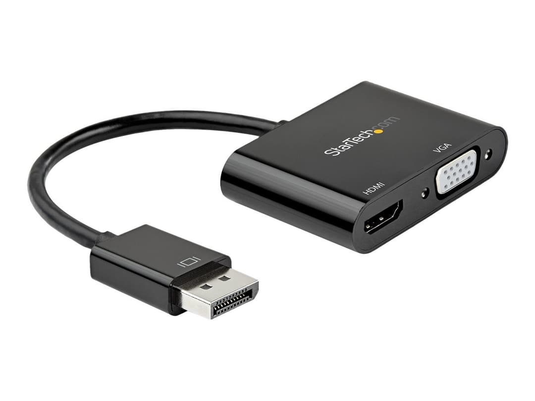 StarTech.com DP2VGAHD20 DisplayPort to HDMI 4K 60Hz or VGA 1080p Adapter 23.2cm Black - Image 1