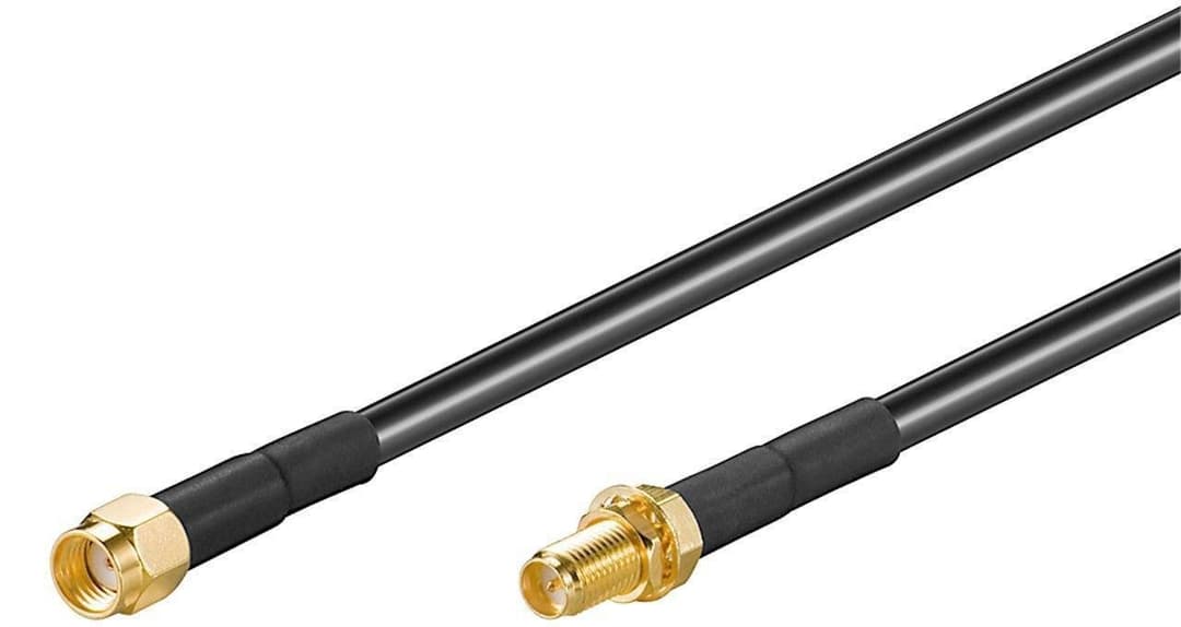 Goobay 51675 WLAN Antenna Extension Cable, 1m, RP-SMA Plug to RP-SMA Jack - Image 1