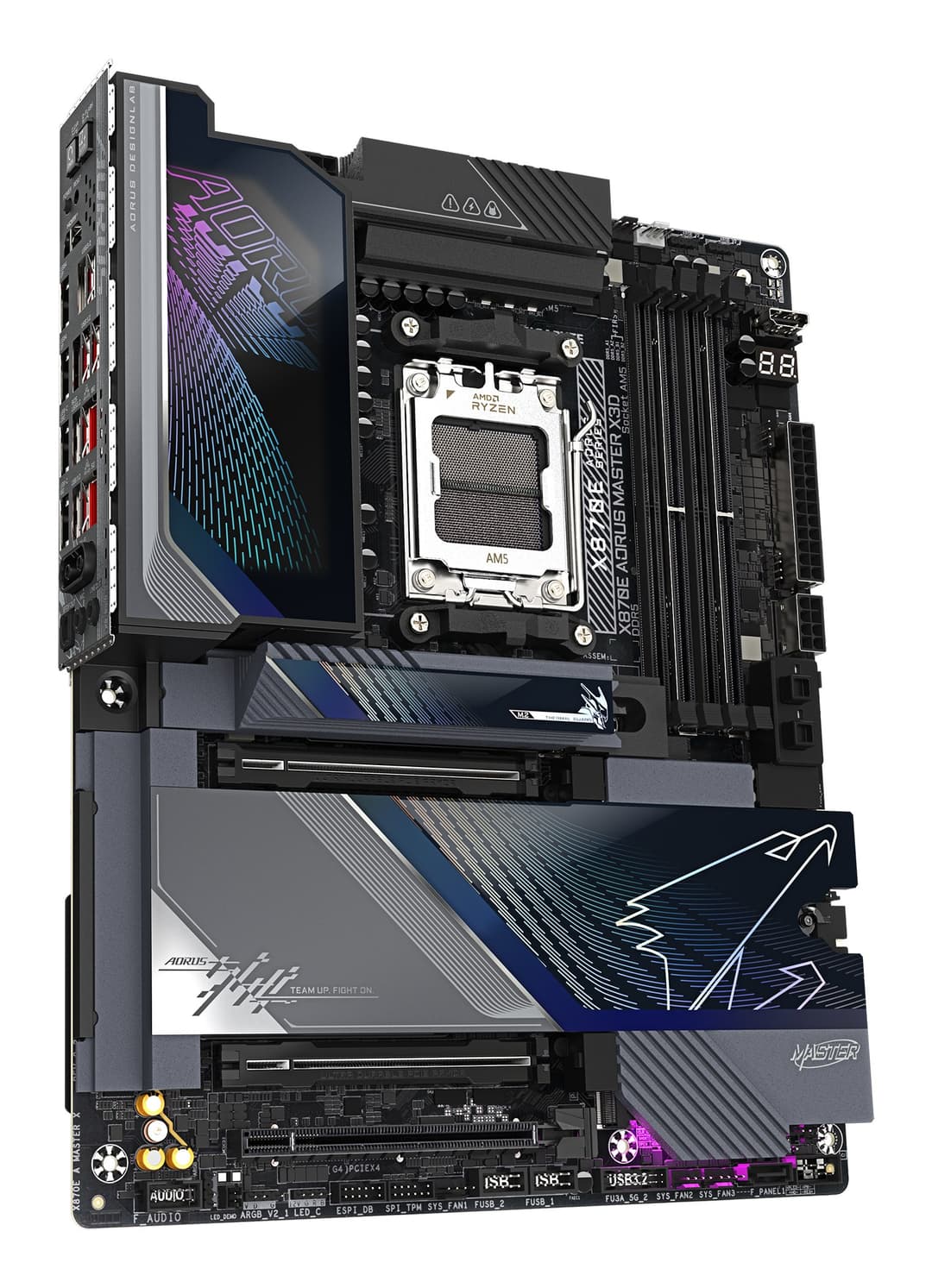 GIGABYTE X870E AORUS MASTER X3D Motherboard - Supports AMD Ryzen 9000 CPUs, 18+2+2 Phases Digital VRM, up to 9000 MT/s DDR5 (OC), 2xPCIe 5.0 + 3xPCIe 4.0, Wi-Fi 7, 10GbE LAN, USB 4 - Image 4