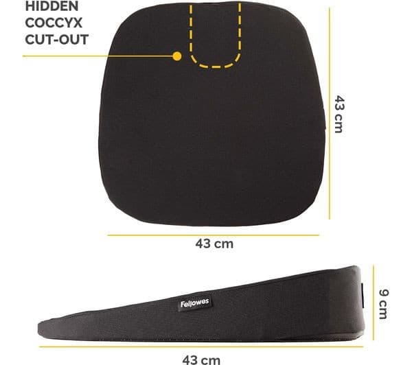 FELLOWES Breyta Wedge Seat Cushion with Cover - Black - Image 6