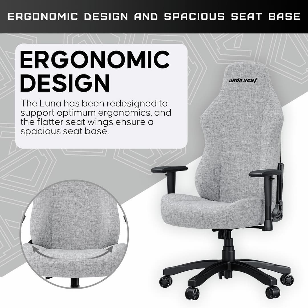 Anda seat Luna Large Ergo Office Gaming Chair - Grey Fab - Image 6