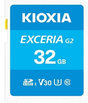 Kioxia EXCERIA G2 32GB SDHC UHS-I U3 V30 SD Memory Card 100MB/s - Image 1