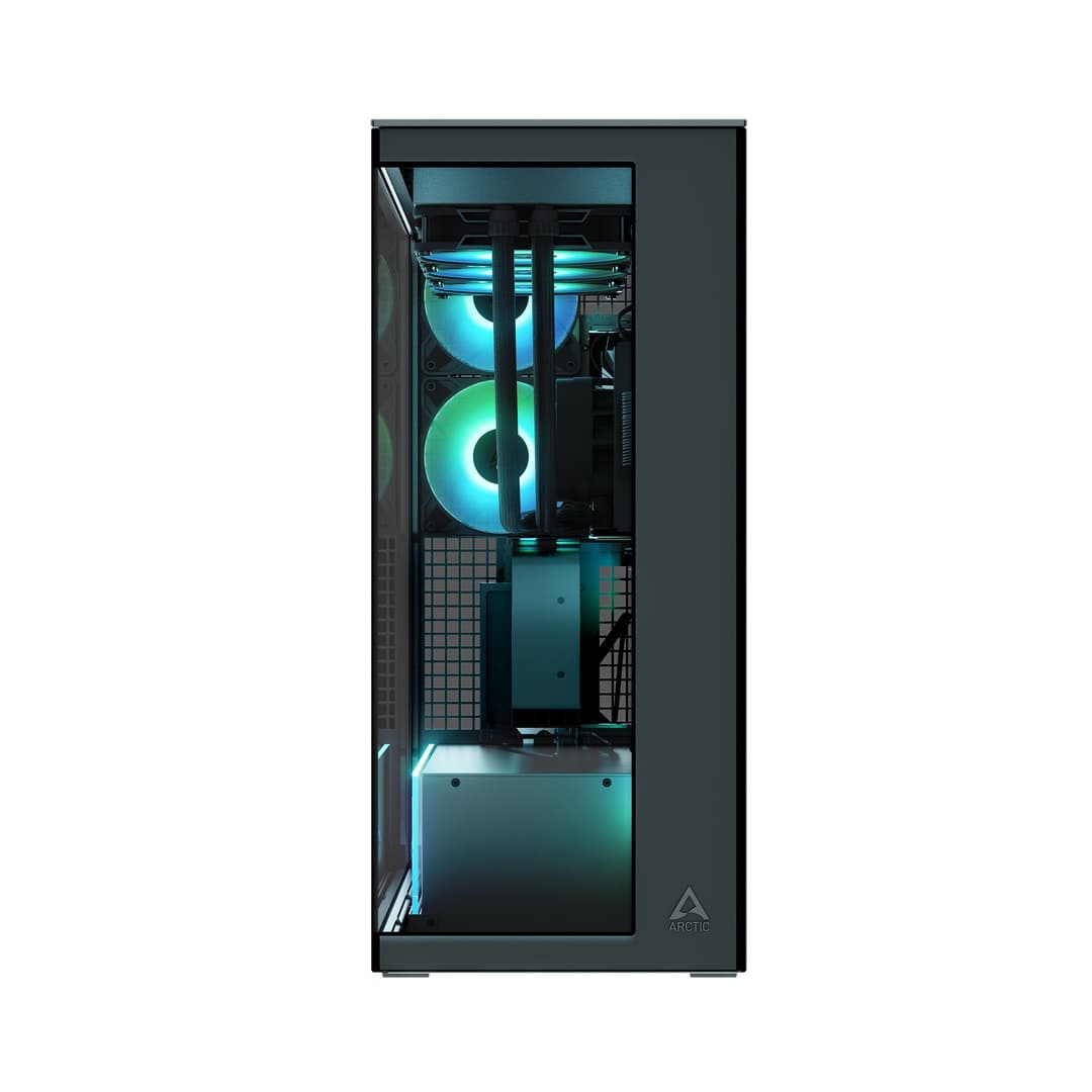 Arctic Xtender ARGB Mirror Tempered Glass w/ Vertical Mount Mid Tower PC Case - Black - Image 8