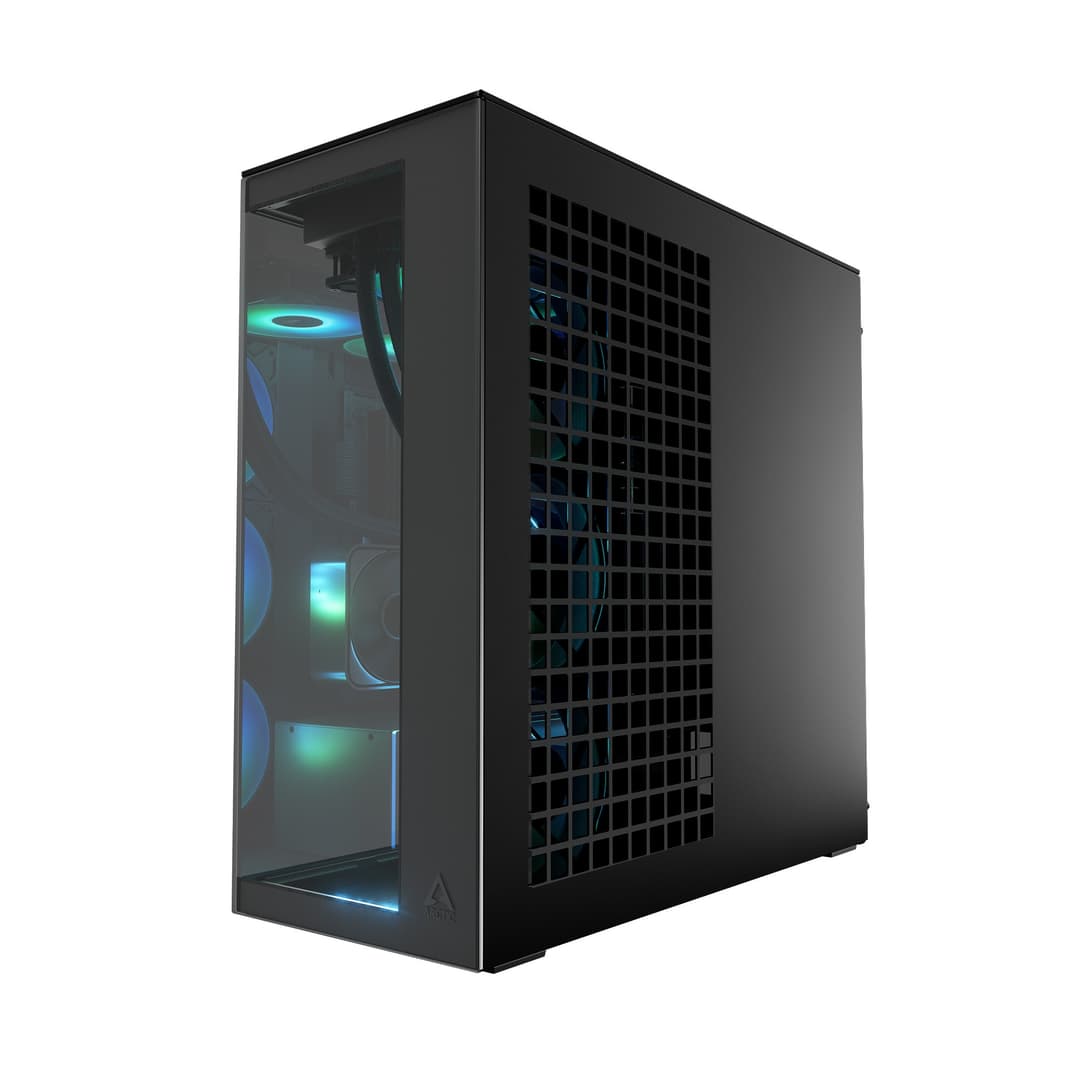 Arctic Xtender ARGB Mirror Tempered Glass w/ Vertical Mount Mid Tower PC Case - Black - Image 9