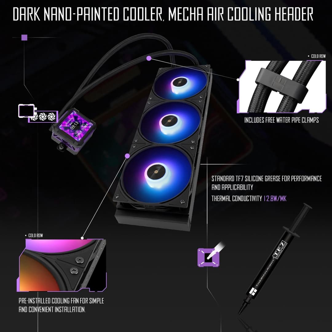 Thermalright Frozen Warframe PRO 360 Black ARGB LCD AIO CPU Liquid Cooler - Black - Image 7