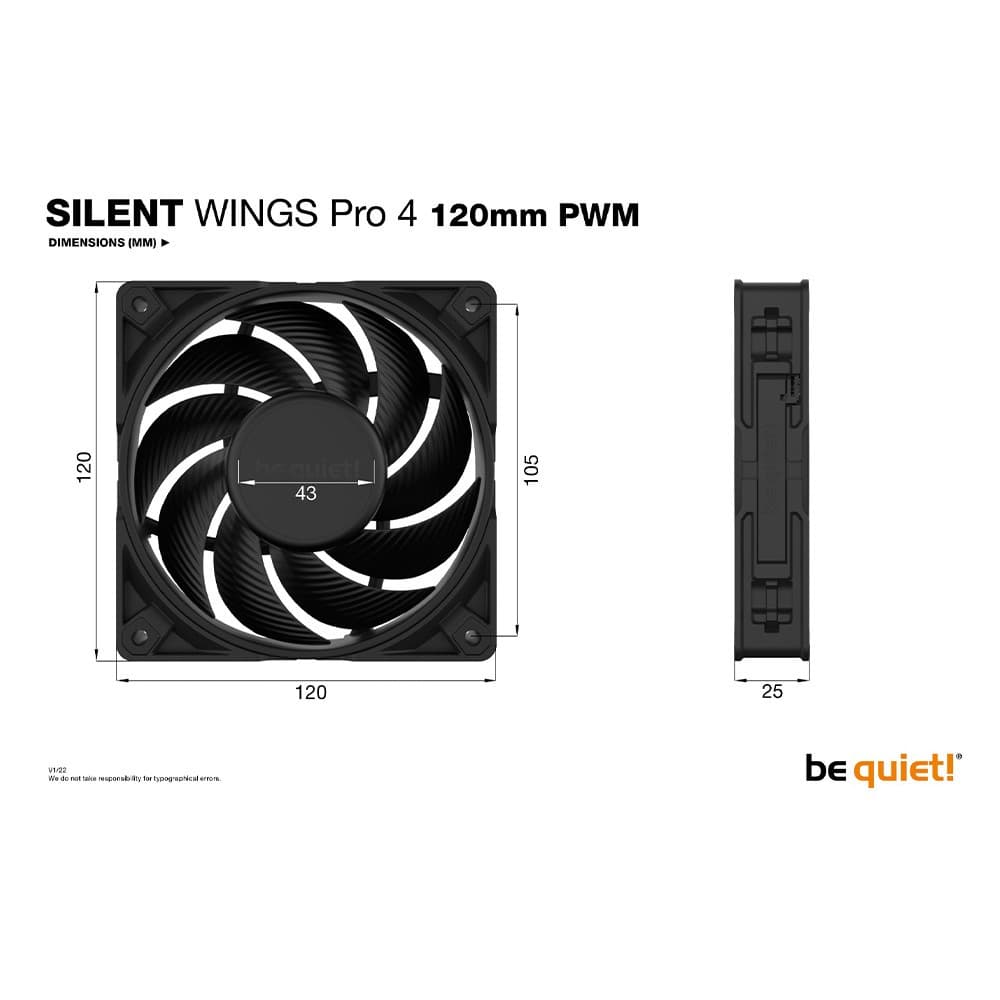 be quiet! Silent Wings Pro 4 120mm PWM 6-Pole Fan Motor Technology 4-pin PWM PC Fan - Image 2