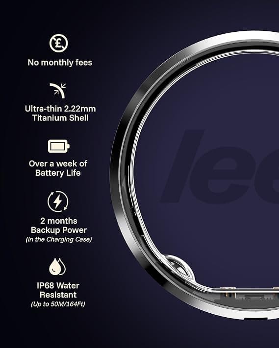 LEEP Smart Ring Size 11 Silver, IP68 Waterproof Health & Fitness Tracker with Heart Rate & Sleep Monitoring - Image 2