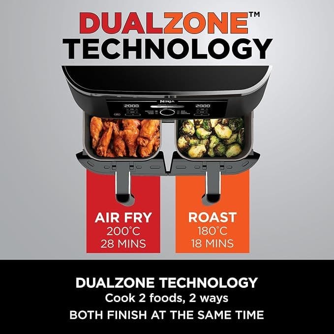 Ninja Foodi MAX Dual Zone AF400UK 9.5L 2-Drawer Air Fryer 2470W Black - Image 3