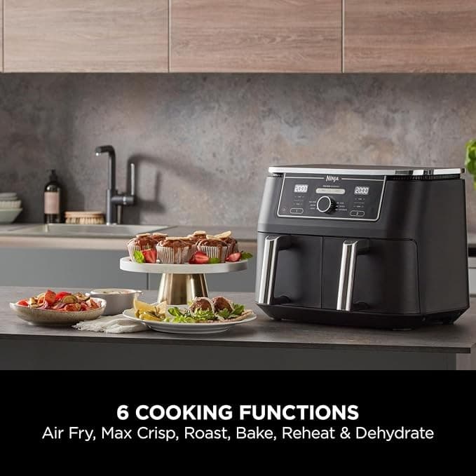 Ninja Foodi MAX Dual Zone AF400UK 9.5L 2-Drawer Air Fryer 2470W Black - Image 4