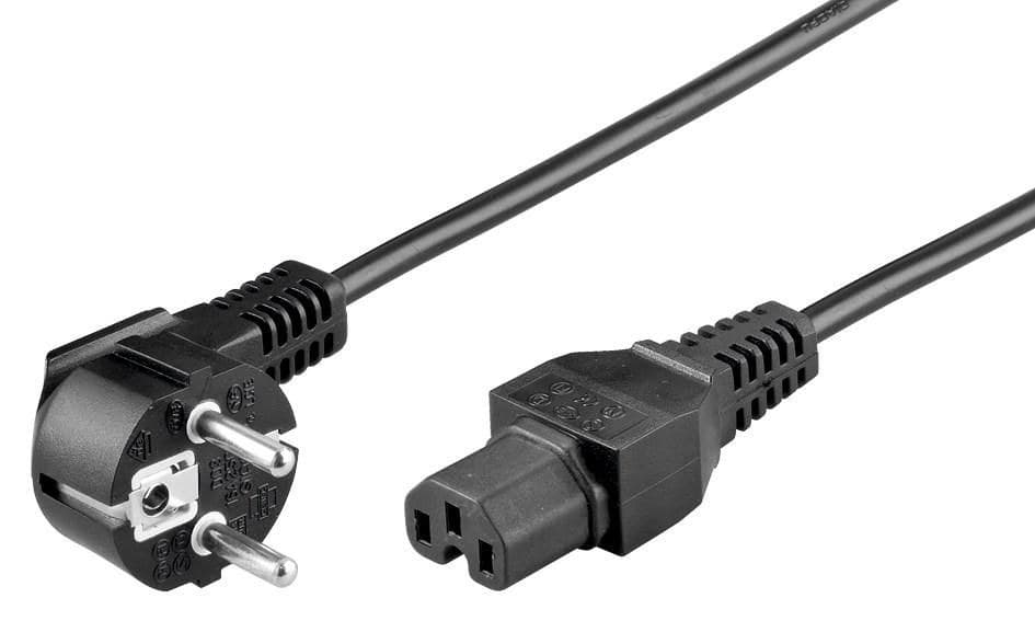 MicroConnect Power Cord CEE 7/7 (Schuko) Angled - C15 2m, Black