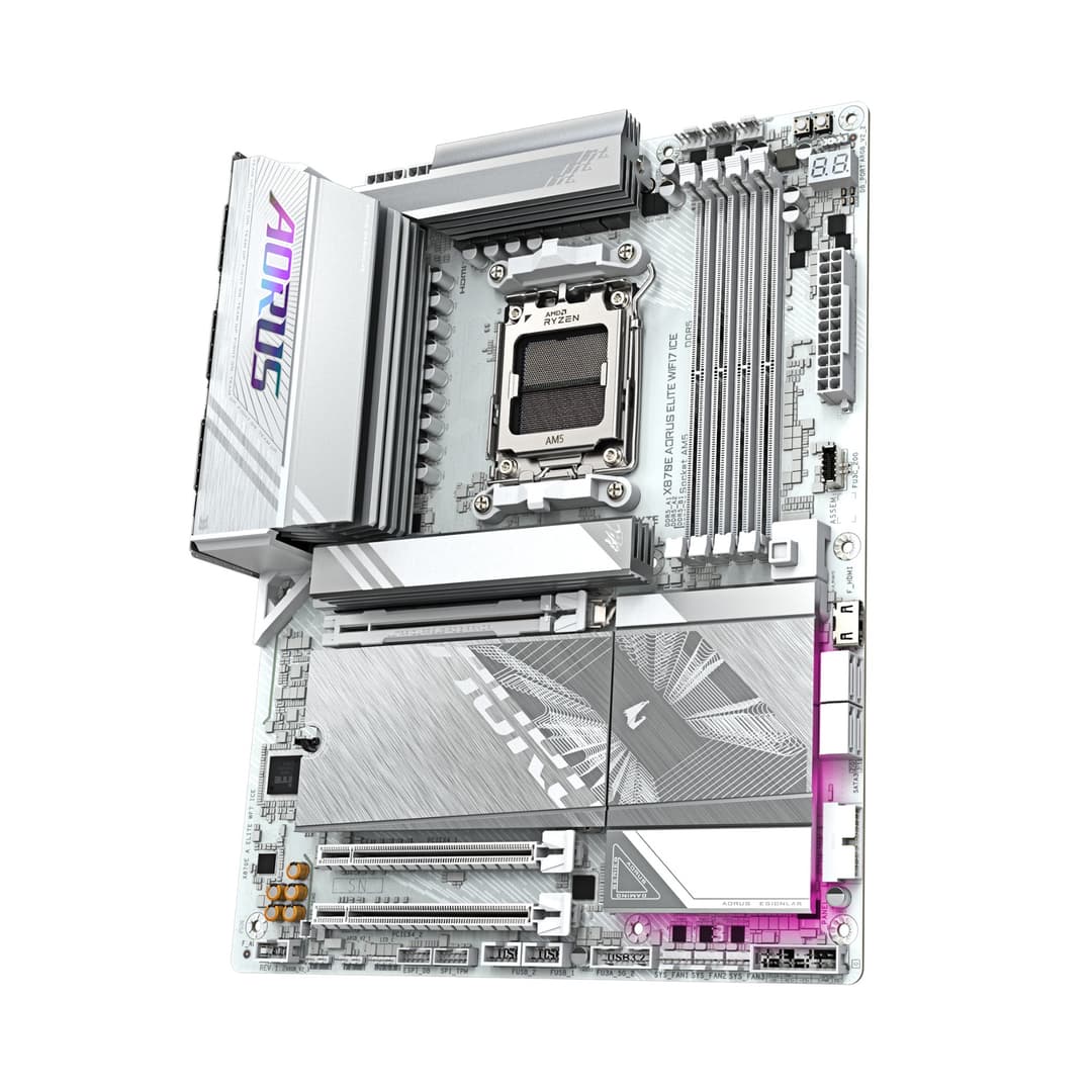 GIGABYTE X870E AORUS ELITE WIFI7 ICE AMD X870E DDR5 ATX AM5 Motherboard - White - Image 1