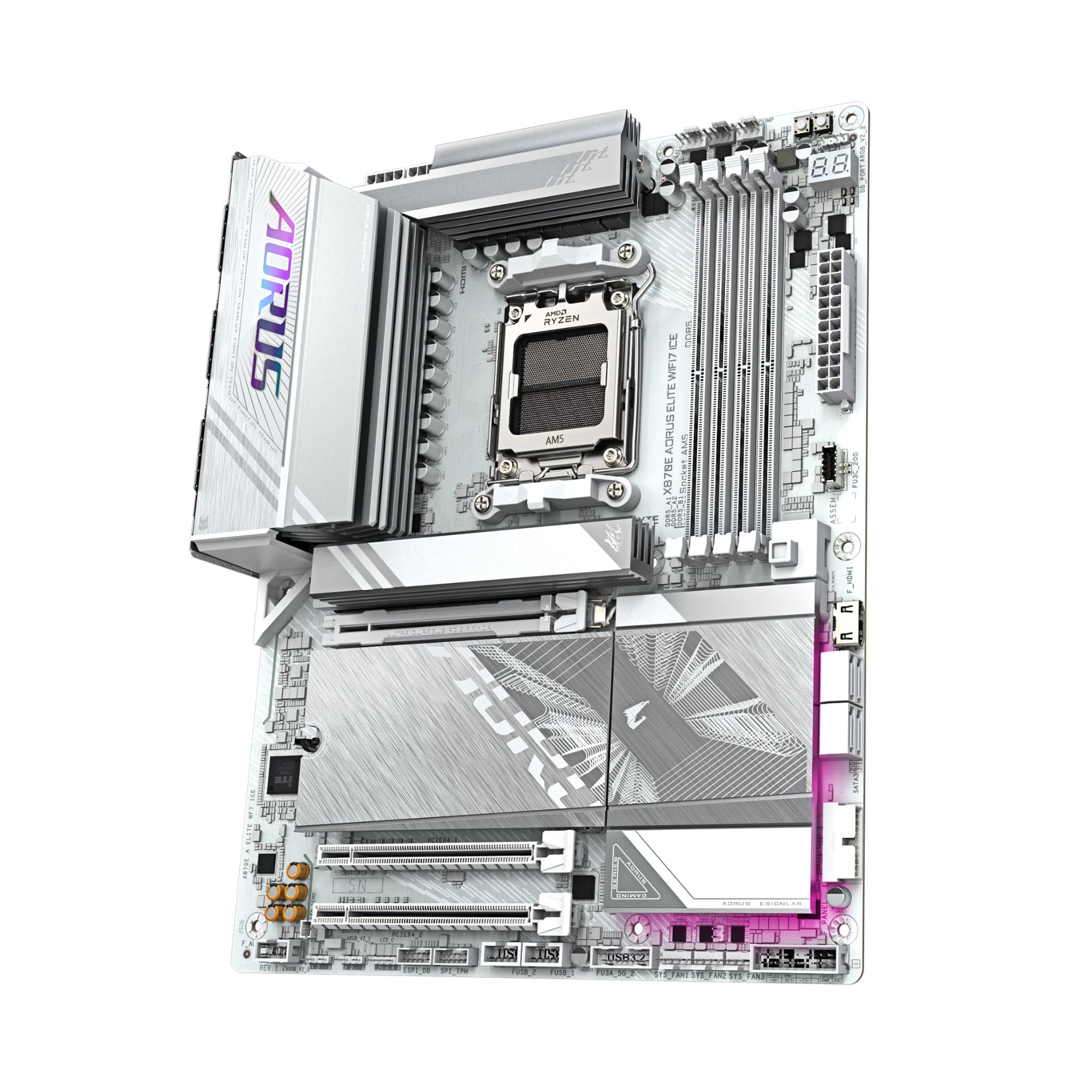 GIGABYTE X870E AORUS ELITE WIFI7 ICE AMD X870E DDR5 ATX AM5 Motherboard - White