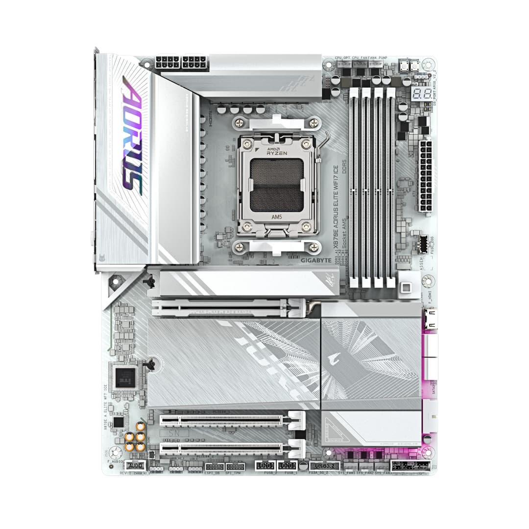 GIGABYTE X870E AORUS ELITE WIFI7 ICE AMD X870E DDR5 ATX AM5 Motherboard - White - Image 4